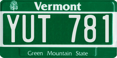 VT license plate YUT781
