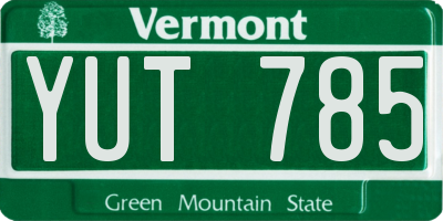 VT license plate YUT785
