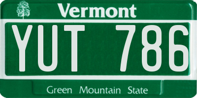 VT license plate YUT786