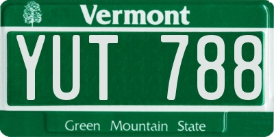 VT license plate YUT788
