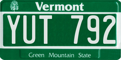 VT license plate YUT792