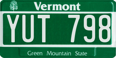 VT license plate YUT798