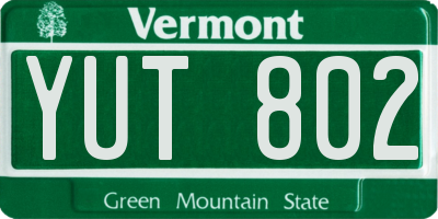 VT license plate YUT802
