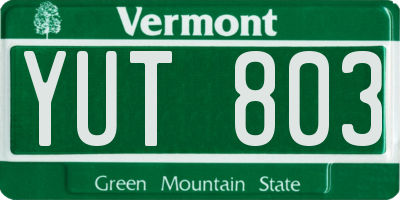 VT license plate YUT803