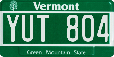 VT license plate YUT804