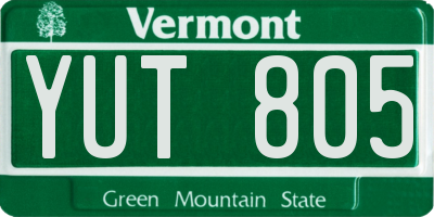 VT license plate YUT805