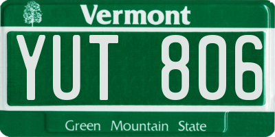 VT license plate YUT806