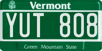VT license plate YUT808