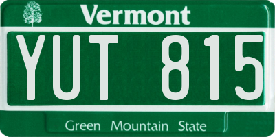 VT license plate YUT815