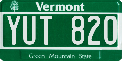 VT license plate YUT820