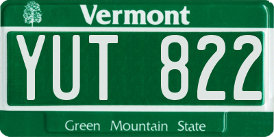 VT license plate YUT822