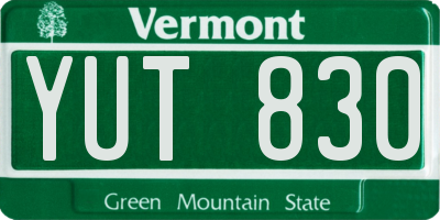 VT license plate YUT830