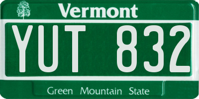 VT license plate YUT832