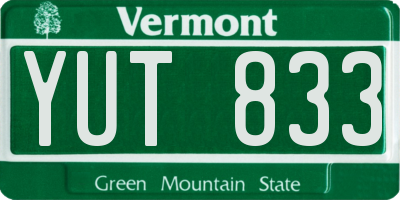 VT license plate YUT833
