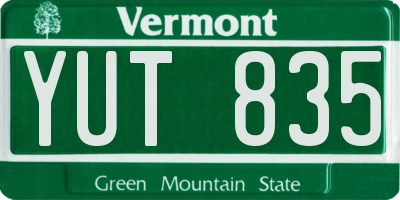 VT license plate YUT835