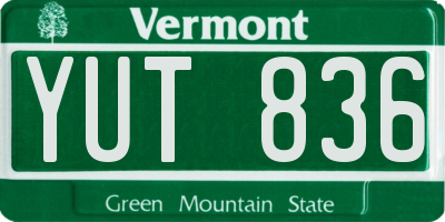 VT license plate YUT836