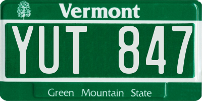 VT license plate YUT847