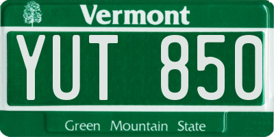 VT license plate YUT850