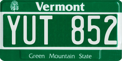 VT license plate YUT852