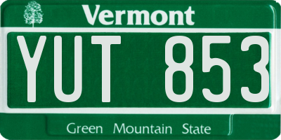 VT license plate YUT853