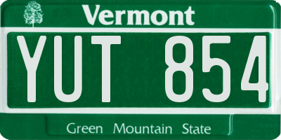 VT license plate YUT854