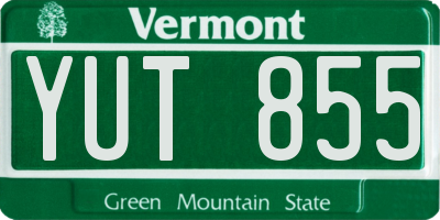 VT license plate YUT855