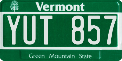 VT license plate YUT857