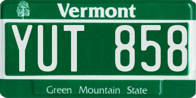 VT license plate YUT858