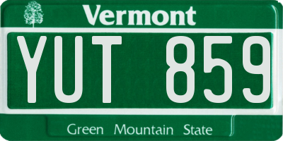 VT license plate YUT859