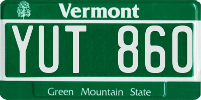 VT license plate YUT860