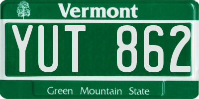 VT license plate YUT862
