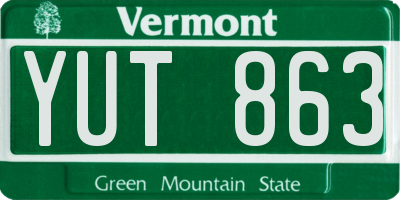 VT license plate YUT863