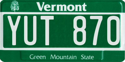 VT license plate YUT870