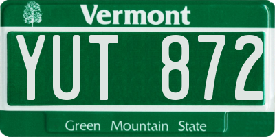 VT license plate YUT872