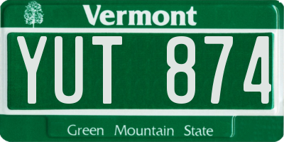 VT license plate YUT874