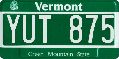 VT license plate YUT875