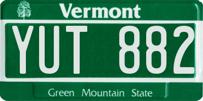 VT license plate YUT882