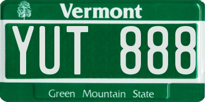 VT license plate YUT888