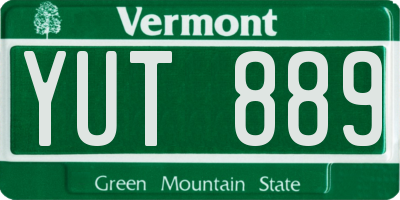 VT license plate YUT889
