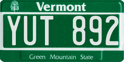 VT license plate YUT892