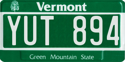 VT license plate YUT894