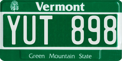 VT license plate YUT898