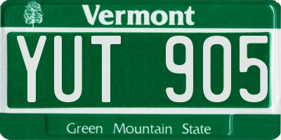 VT license plate YUT905
