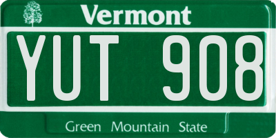 VT license plate YUT908