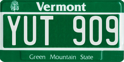 VT license plate YUT909