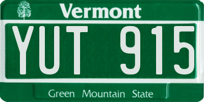 VT license plate YUT915