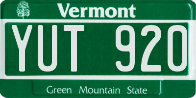VT license plate YUT920