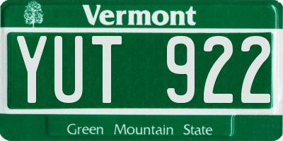 VT license plate YUT922