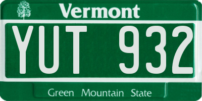 VT license plate YUT932