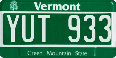 VT license plate YUT933